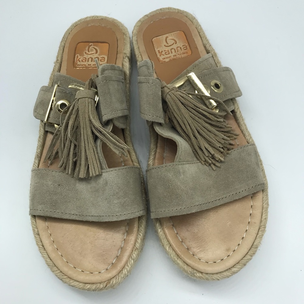 Kenna M/ Italy Espadrille Suede Sandal Slide S- 38